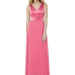 Dessy 8152....Full Length, V-Neck dress...Punch..Size 8...NWT